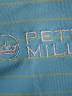Peter Millar Aqua Blue Pin-Striped QuailWest Stretch Polo (M) OMG! ⛳️